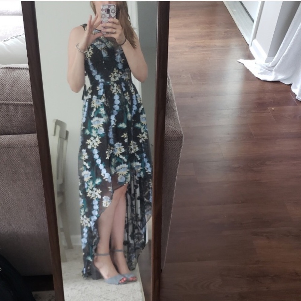 Embroidered high low dress